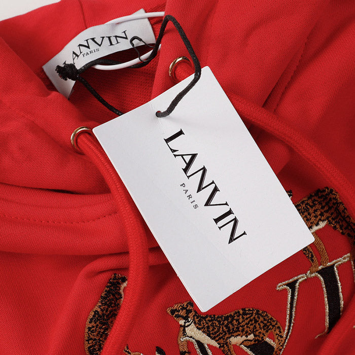 Lanvin Logo Embroidered Cotton Hooded Sweatshirt