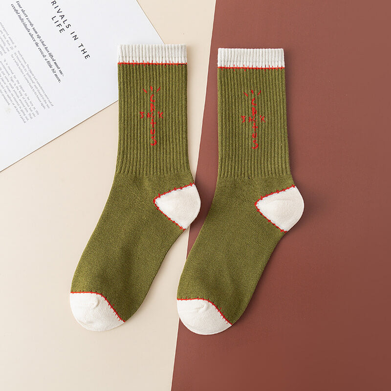 Letter sports and casual socks 2pcs