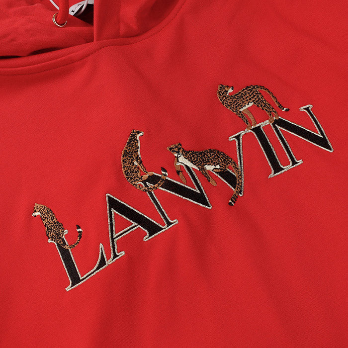 Lanvin Logo Embroidered Cotton Hooded Sweatshirt