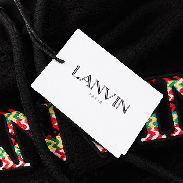 Lanvin Logo Embroidered Cotton Hooded Sweatshirt
