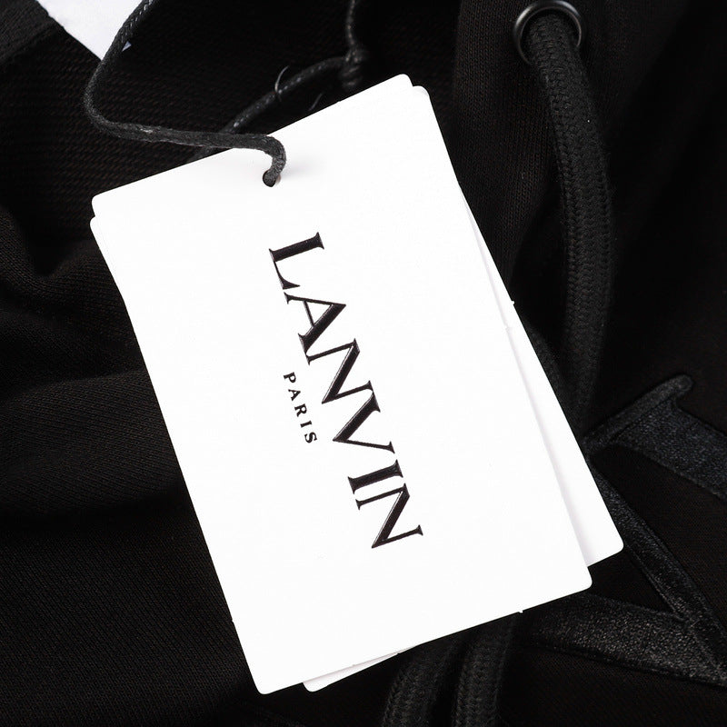 Lanvin Logo Embroidered Cotton Hooded Sweatshirt