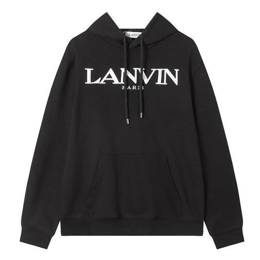 Lanvin Logo Embroidered Cotton Hooded Sweatshirt