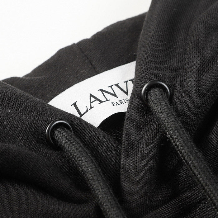 Lanvin Logo Embroidered Cotton Hooded Sweatshirt