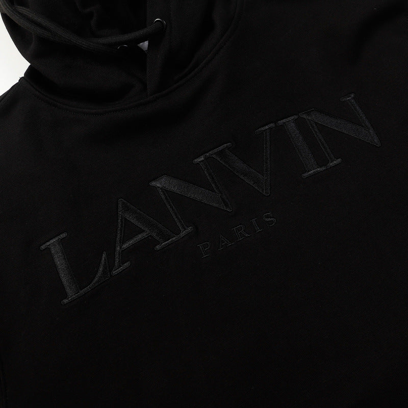 Lanvin Logo Embroidered Cotton Hooded Sweatshirt