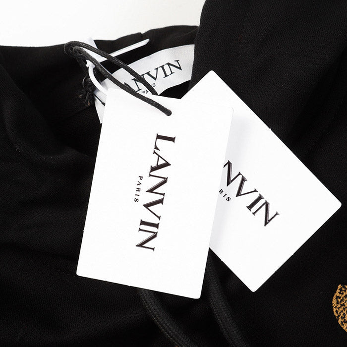 Lanvin Logo Embroidered Cotton Hooded Sweatshirt