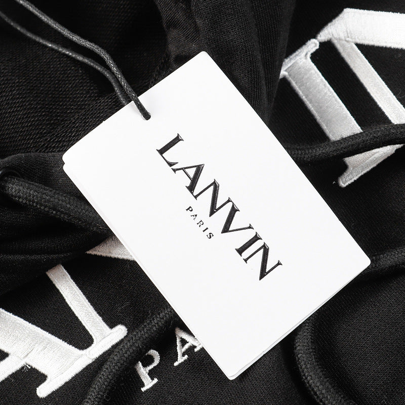 Lanvin Logo Embroidered Cotton Hooded Sweatshirt