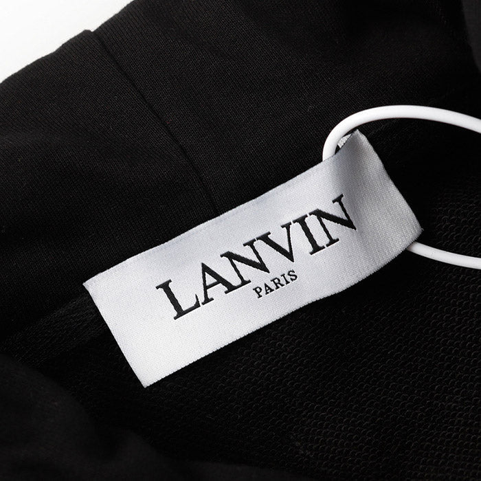 Lanvin Logo Embroidered Cotton Hooded Sweatshirt